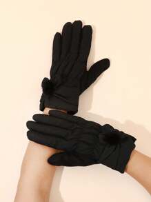 1 双女士加厚手套，带绒面手掌，触摸屏，保暖内衬，冬季保暖 - 彩色 - 查看 8