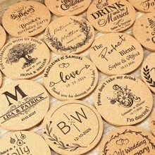 10/20/30/50 STUKS 3,54 inch (9 cm) Gepersonaliseerde kurken onderzetter, aangepaste bulk huwelijksgunsten voor gasten, bruidsdouchegeschenk, feestgunsten, zakelijke promotionele artikelen