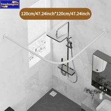 1pc Black/White Curved Shower Curtain Rod, Suitable For Corner Installation, Space Saving Curved Shower Curtain Rod, Bathroom Shower Curtain Hanging Rod, Drill & No-Drill Installation Curved Shower Curtain Rod, Shower Curtain Rod, Fits Lightweight Shower Curtain Home Bathroom Decor Fall Decor Bathroom Accessories Back To School