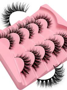Asiteo 5 Pairs Spiky Manga Cat Eye Eyelashes False Eyelashes Wet Look Lashes Faux Mink Lashes Natural Winged Wispy Eyelashes - 尖尾漫畫款 - 查看 6