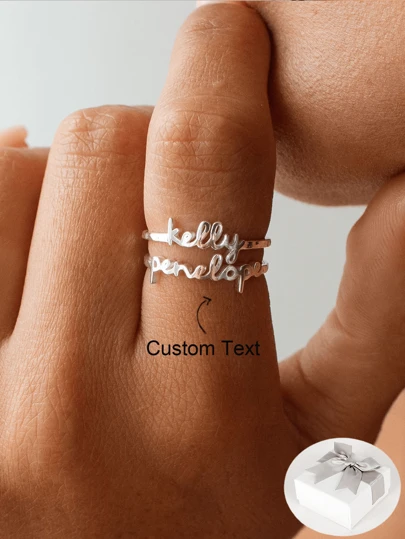 Custom Single /Double Name Custom Ring, Personalized Written Minimalist Ring, Dainty Stacking Name Stainless Steel Ring ,Silver Dainty Ring, Custom Personalized Name Jewelry, Mom Gift,New Year Glamour