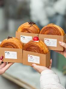 10 件装牛皮纸蛋糕盒烘焙婚礼面包托盘纸质吐司盒蛋糕盒食品容器贴纸不含 - 彩色 - 查看 8