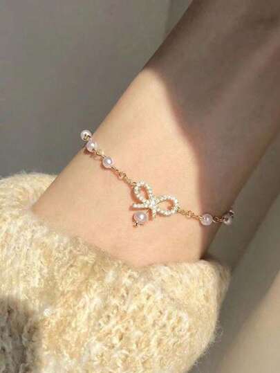 1 件少女蝴蝶结手链情人节、妈妈、母亲、母亲节、礼物