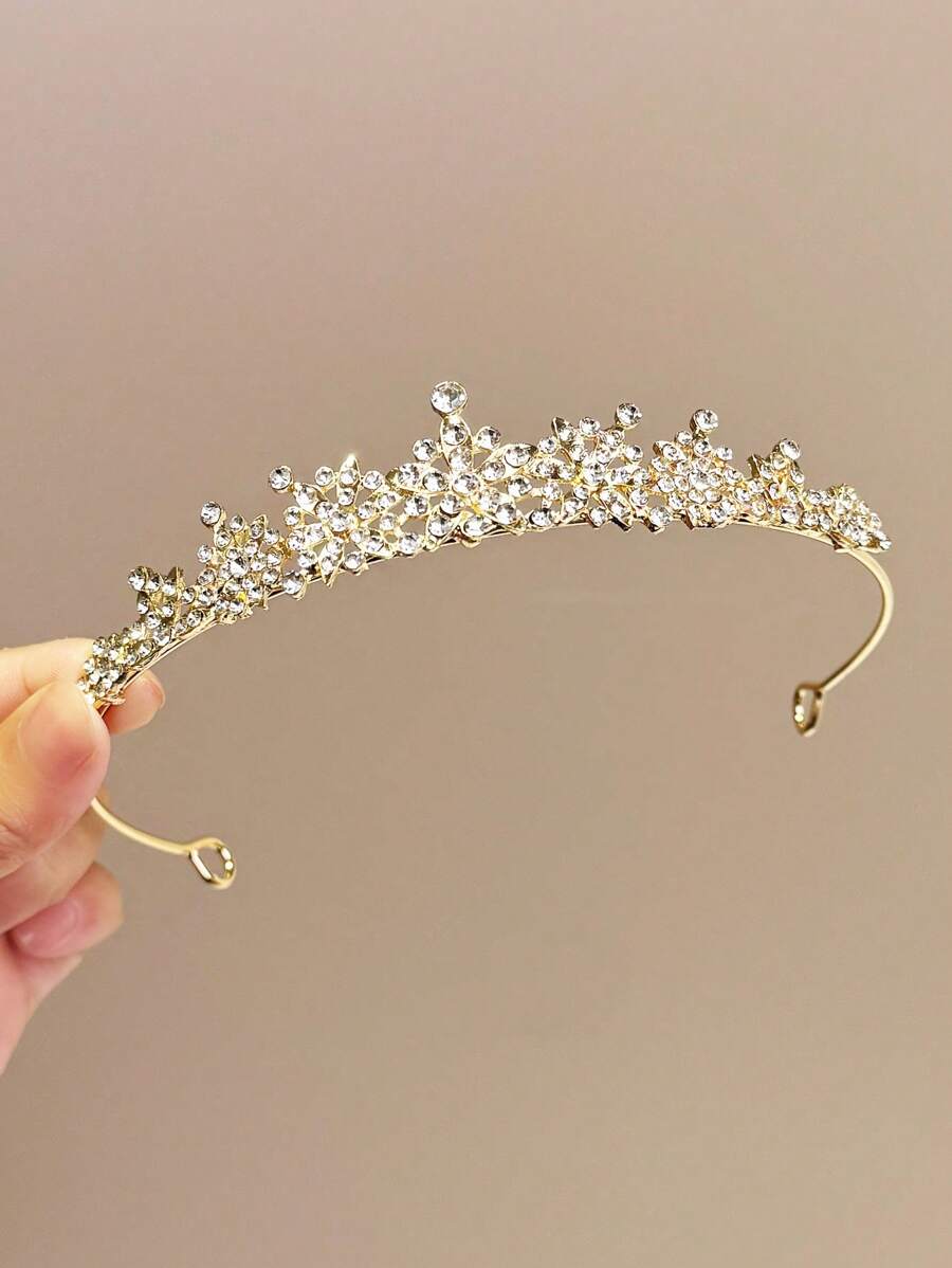 1 件女孩多色金属水钻花冠发箍