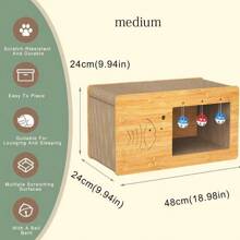 二合一瓦楞猫抓板屋，具有玩耍和休息功能，舒适耐用，带抓垫的猫屋，适合室内猫