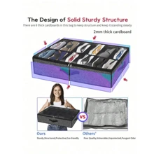 1pc 10/12-Compartment Foldable Cloth Shoe Storage Box With Transparent Lid, Dual Handle Transparent Window Storage Bag For Under Bed, Closet, Bedroom, Dorm, Space Saving Bedroom Accessory