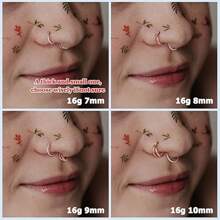 3pcs Nose Rings Hoops - 316L Surgical Steel Double Hoop Nose Rings 16G/18G/20G Hinged CZ Conch Piercing Jewelry Septum Clicker Lip Rings Cartilage Earring Helix Rook Tragus Daith 7mm/8mm/10mm