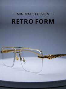 1 Pair Leopard Decorated Men's Frameless Square Personalized Street Style Fashion Glasses