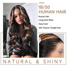 Lace Front Wig Human Hair Pre Plucked 13x4 Body Wave 1B/30 Highlight Lace Front Wig Human Hair 200% Density Ombre Colored Wigs Human Hair HD Lace Frontal Wigs Human Hair