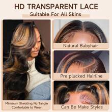Lace Front Wig Human Hair Pre Plucked 13x4 Body Wave 1B/30 Highlight Lace Front Wig Human Hair 200% Density Ombre Colored Wigs Human Hair HD Lace Frontal Wigs Human Hair