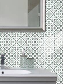 10片装花卉图案PVC仿瓷砖贴纸墙纸壁纸DIY拼接自粘可移除墙面装饰贴墙面家装防脏遮丑厨房卫生间客厅墙面空间美化拉玛装饰 装修贴纸可撕墙板 墙纸壁纸 春季装修用品 焕然一新家居 拉玛装饰贴纸 - 彩色 - 查看 20