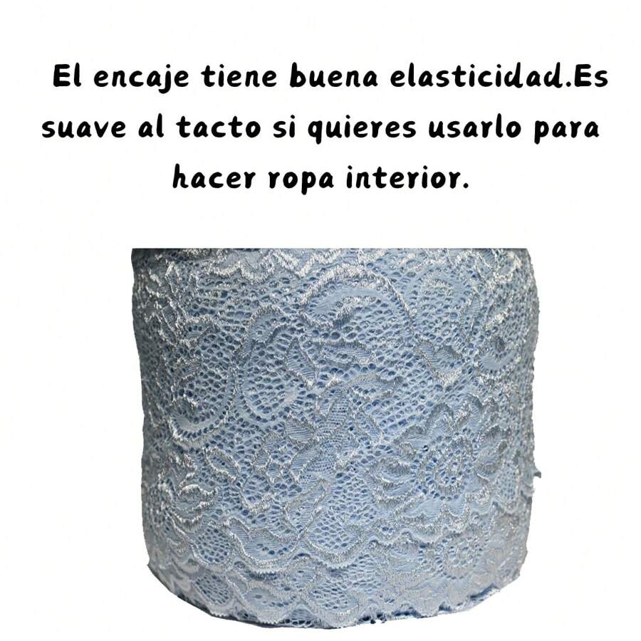 5 Meters Of Two-Tone Lace, 18 Cm Wide, Elastic. - Sky Blue - View 1