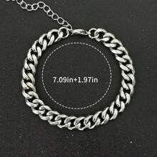 时尚不锈钢男士链手链，适合日常佩戴和送礼 - 圣诞节、新年、情人节假期 - 銀色 - 查看 16