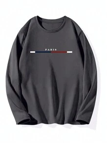 3 Pcs/Set Men's Casual Everyday Letter Print Long Sleeve T-Shirts, Autumn Tee , Fall Clothes - Multicolor - View 6