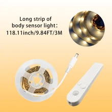 1 pezzo di luce a striscia LED flessibile con sensore di movimento intelligente, alimentata a batteria o tramite USB, con luce bianca calda/bianca fredda opzionale, adatta per scale, ingressi, armadi, sale studio, camere da letto (batterie non incluse).