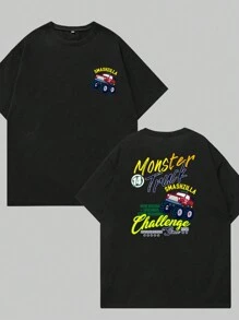 Cotton T-Shirt Streetwear Style Car Breathable Comfort Premium Soft T-Shirt - 黑色 - 查看 1