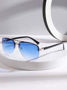 新款金属半框飞行员时尚眼镜，男女通用，适合情侣日常生活、旅行、驾驶、钓鱼、聚会、派对、街头风格 - 彩色 - 查看 8