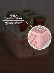 Kit 12 Multipurpose Basket GG Uninjet Ideal For Larger Items With Functional Design In White Black Pink Or Transparent Colors And Resistant Material - Rosa - 查看 4