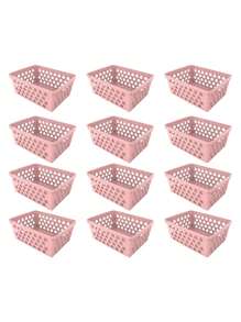 Kit 12 Multipurpose Basket GG Uninjet Ideal For Larger Items With Functional Design In White Black Pink Or Transparent Colors And Resistant Material - Rosa - 查看 1