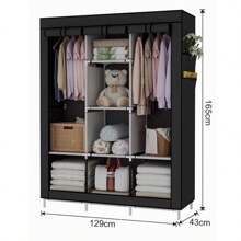 Portable Wardrobe Smart Closet Foldable Large Multipurpose Clothes Organizer LR-0195 - Black - View 5