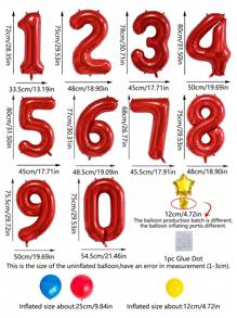 17 Stück/Set 0-9 Zahlenballons, 32 Zoll Folienballons mit Zahlen für Geburtstagsdekoration, Einschulung, Valentinstag - Verschiedenfarbig - Übersicht 3