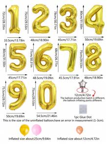 17 Stück/Set 0-9 Zahlenballons, 32 Zoll Folienballons mit Zahlen für Geburtstagsdekoration, Einschulung, Valentinstag - Verschiedenfarbig - Übersicht 5