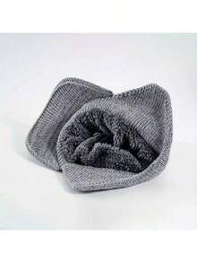 Unisex Winter Warm Fleece Lined Knitted Peaked Beanie Baseball Cap Earflap Hats - Black - View 8