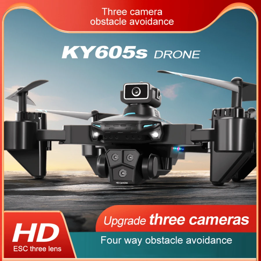 New KY605 Drone With 4-Way Obstacle Avoidance, Foldable Quadcopter RC Airplane Toy