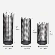 1 bộ chân nến bằng sắt sơn đen gợn sóng, 3 kích cỡ, chân nến trang trí nhà cửa, đóng gói riêng lẻ - màu đen - Xem 4