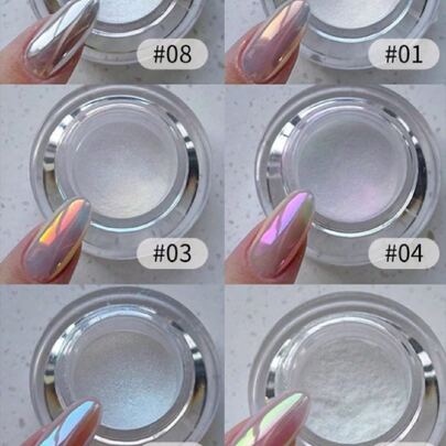 Ponte glamorosa con 1 botella de 0.3g de polvo de manicura holográfico, polvo holográfico/brillante con tema de luz de luna celestial, adecuado para primavera y verano, viajes, mujeres y niñas, uso en el hogar para manicura DIY y salones profesionales