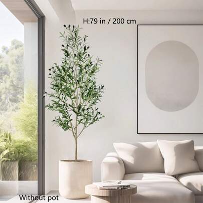 Plante d'olivier artificielle de 65 à 200 cm, arbre à branches hautes, fausse plante avec feuilles en plastique, plante décorative d'intérieur artificielle pour la décoration de la maison, la Saint-Valentin, les cadeaux