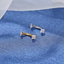 CURVED MICROBELL PIERCING IN SURGICAL STEEL WITH SQUARE ZIRCONIA - Vàng - Xem 4