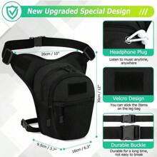 Bolsa de protección para pierna de motocicleta, bolsa impermeable para muslo de uso al aire libre, bolsa para pierna para hombre, riñonera para hombre, bolsa para muslo de mujer para uso al aire libre, bolsa bandolera para montar en motocicleta con correa para pierna desmontable, adecuada para senderismo, pesca y ciclismo - Negro - Ver 2