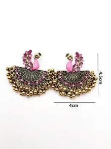 1 Pair Peacock Shaped Jingle Bell Earrings