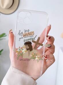Capa de telefone cristã 1 peça com padrão de cruz de Jesus, cobertura total, transparente, anti-impressão digital, TPU, compatível com iPhone 13, iPhone 11, iPhone 14 Pro Max, iPhone 13 Pro, iPhone 15/15 Plus/15 Pro/15 Pro Max/12/12 Pro/12 Pro Max/14/14 Pro/13 Pro Max e outros modelos - Multicolorido - Ver 4