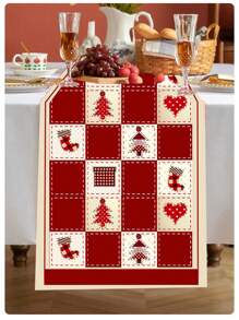 1 tấm khăn trải bàn chống thấm nước in họa tiết Giáng sinh bằng polyester, nhiều kích cỡ, không khí lễ hội, thích hợp cho trang trí ngày lễ thanh lịch, đám cưới, Giáng sinh, Lễ tạ ơn - Thêm nét tinh tế cho bàn ăn của bạn - ông già Noel xanh đậm - Xem 3