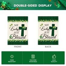 1PC Lucky Clover St. Patrick's Day Garden Banner Vertical Double Sided Buffalo Lattice Country Farmhouse Clover Patio Outdoor Decoration