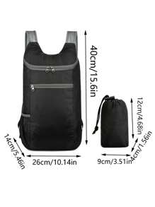 多用途背包 涤纶混纺运动背包 - 带拉链，防水，适合旅行 - 8 英寸轻便可折叠背包 - 男女户外旅行运动包 - 耐用、防水、舒适的折叠包 超轻便携式储物袋 旅行包 防水背包 户外折叠包，轻便防水旅行包，健身运动背包，大容量背包 - 黑色 - 查看 8