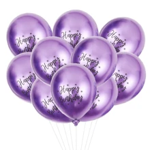10 piezas de globos metálicos de 12 pulgadas con el mensaje "Feliz Cumpleaños", de material de látex, inflables con helio, decoración para fiesta - Multicolor - Ver 17