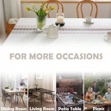 1 Piece Square Fringed Tablecloth, Plant Leaf Embroidery Linen Texture Fringed Tablecloth, Waterproof Dining Room Kitchen Table Cover Dust-Proof Decorative Coffee Table Desk Cloth, Suitable For Daily Home Decor, Holiday Party Decoration - Autumn Leaves Coffee - View 7