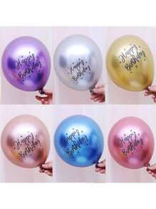 10 piezas de globos metálicos de 12 pulgadas con el mensaje "Feliz Cumpleaños", de material de látex, inflables con helio, decoración para fiesta - Multicolor - Ver 3