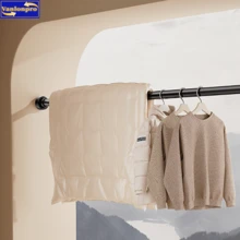 No Drill Diamond Pattern Stainless Steel Adjustable Tension Curtain Rod, Clothes Rail, Drying Rack, Suitable For Balcony, Bathroom, Window, Wardrobe, Various Sizes Available Home Bathroom Decor Fall Decor Bathroom Accessories Back To School