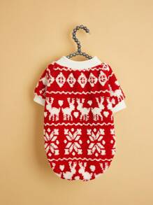 1 件圣诞图案宠物运动衫，适合猫和狗，毛绒材质 - 紅白色 - 查看 11