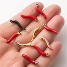 5 Stücke Edelstahl Metall Rot Chili Pfeffer Anhänger Gemüse Charm für DIY Schmuckherstellung Ohrringe Halskette Armband Zubehör