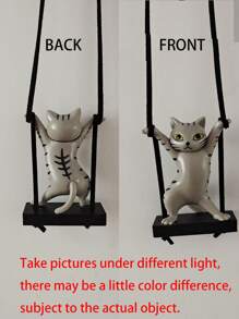 Swinging Dancing Cat Car Hanging Rearview Mirror Ornament Decoration - Grey - View 5