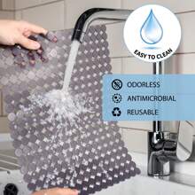 4 Pack Kitchen Sink Mat For Stainless Steel/Ceramic Sinks, PVC Protectors For Bottom Of Kitchen Sink, Adjustable, Fast Draining, Dots Design Mats, 40x30 Cm (Black Translucent) - Black - View 6