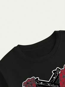 Cotton T-Shirt Floral Style Nature Comfort Premium Printed Breathable Soft Summer - màu đen - Xem 2