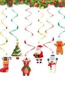 12 piezas, Decoraciones colgantes de remolinos navideños, adornos navideños colgantes de muñeco de nieve para decoración de interiores y exteriores, suministros para fiestas navideñas - Multicolor - Ver 5