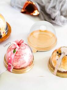 20/40 件透明迷你蛋糕盒、圆形纸杯蛋糕托盘、塑料奶油泡芙容器、月饼圆顶盒、烘焙包装盒、厨房烘焙工具、小型企业用品 - 彩色 - 查看 4