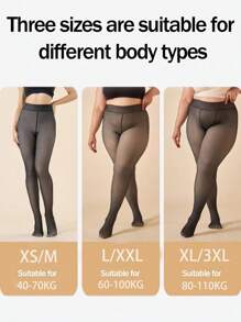 1 Par de Medias Transparentes con Forro Térmico Grueso para Mujer, Disponible en Tallas Regular, Mediana y Extra, Mallas Delgadas de Invierno Que Pueden Usarse Como Ropa Exterior, para Otoño/Invierno